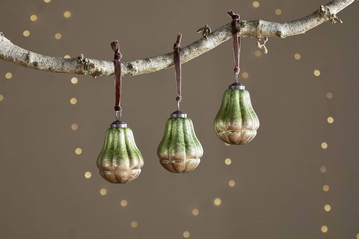 Jasaan Baubles - Green Smoke - (Set of 3)-CHRISTMAS DECORATIONS-Nkuku