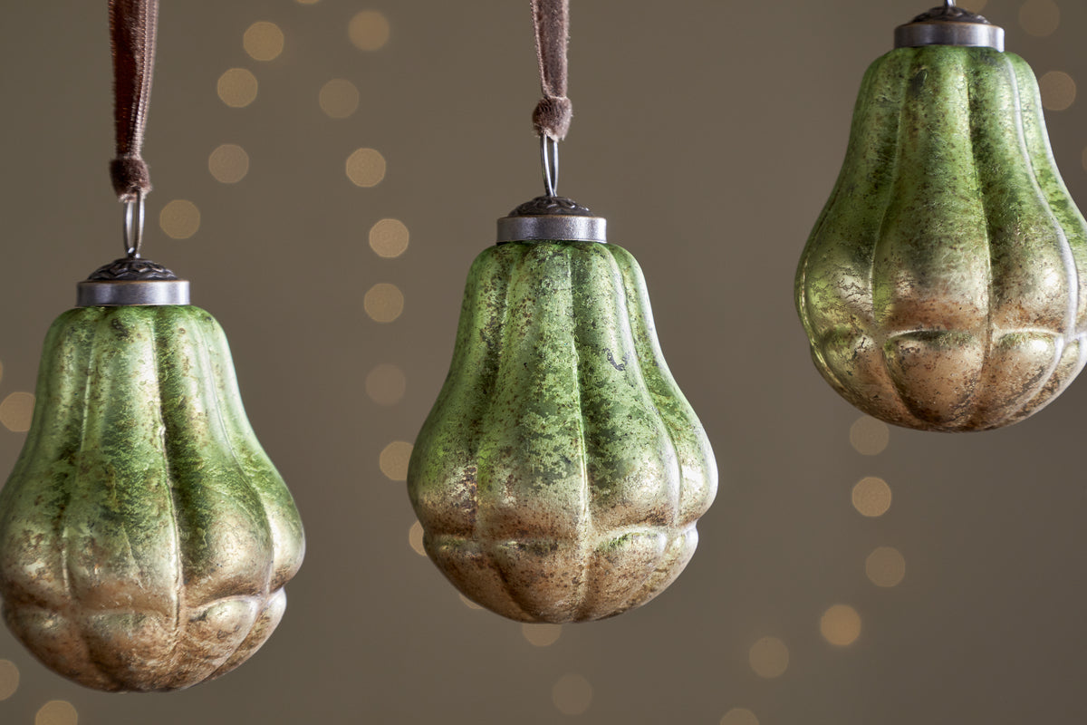 Jasaan Baubles - Green Smoke - (Set of 3)-CHRISTMAS DECORATIONS-Nkuku