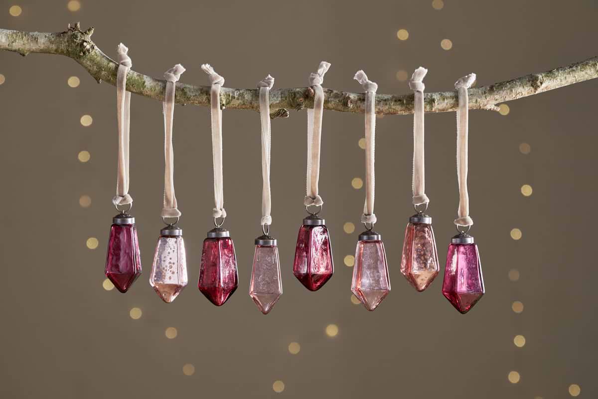 Ratnam Baubles - Mixed Merlot - (Set of 8)-CHRISTMAS DECORATIONS-Nkuku