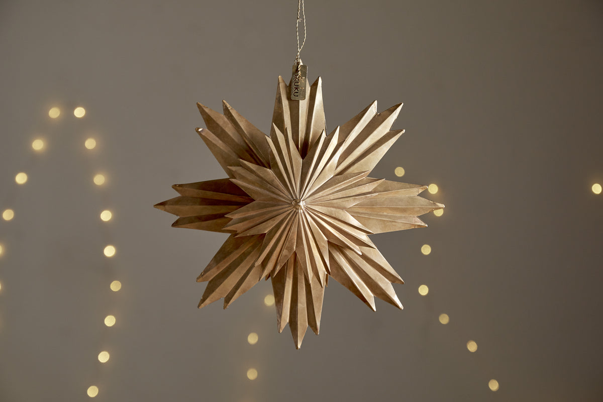 Amata Hanging Star - Antique Brass-CHRISTMAS DECORATIONS-Nkuku