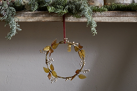 Parili Glass Wreath - Small - Ochre - Small-CHRISTMAS DECORATIONS-Nkuku