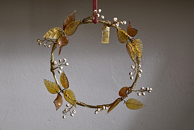 Parili Glass Wreath - Small - Ochre - Small-CHRISTMAS DECORATIONS-Nkuku