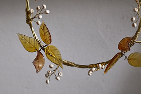 Parili Glass Wreath - Small - Ochre - Small-CHRISTMAS DECORATIONS-Nkuku