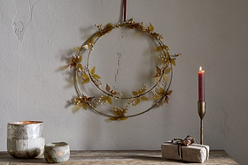 Parili Glass Wreath - Large - Ochre - Large-CHRISTMAS DECORATIONS-Nkuku
