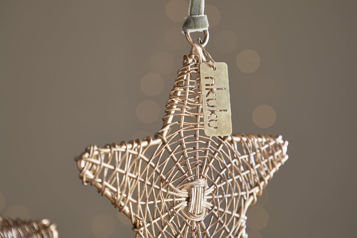 Sangala Baubles - Antique Brass - (Set of 3)-CHRISTMAS DECORATIONS-Nkuku
