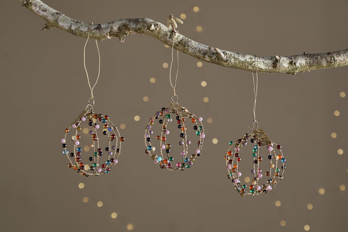 Jajan Baubles - Mixed Colour - (Set of 3)-CHRISTMAS DECORATIONS-Nkuku