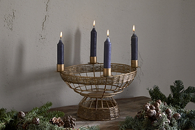 Sangala Candle Holder - Antique Brass-CHRISTMAS DECORATIONS-Nkuku