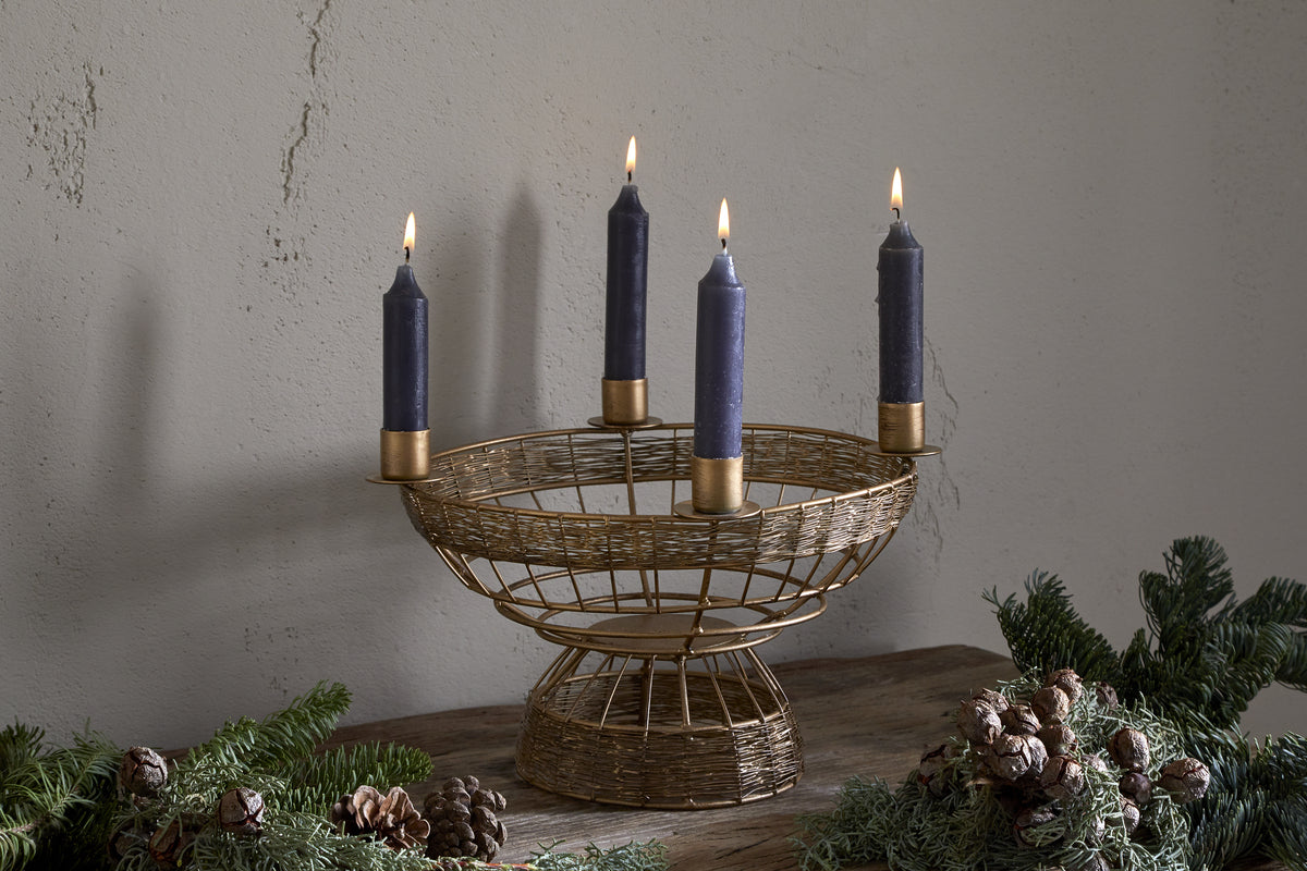 Sangala Candle Holder - Antique Brass-CHRISTMAS DECORATIONS-Nkuku