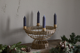 Sangala Candle Holder - Antique Brass-CHRISTMAS DECORATIONS-Nkuku