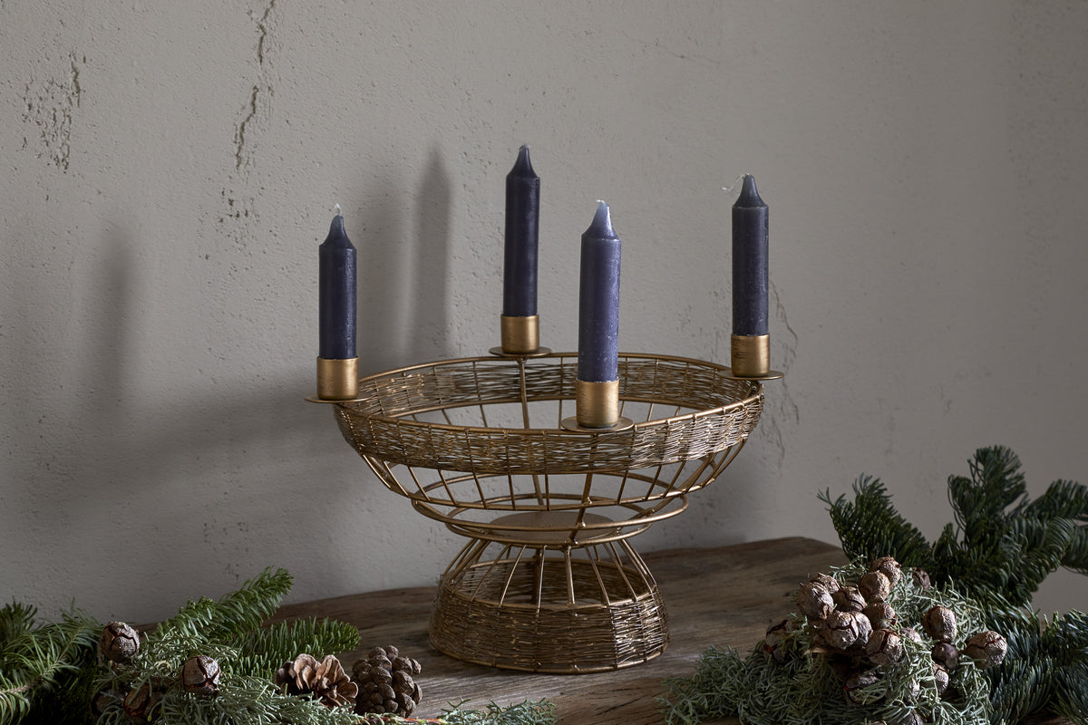 Sangala Candle Holder - Antique Brass-CHRISTMAS DECORATIONS-Nkuku