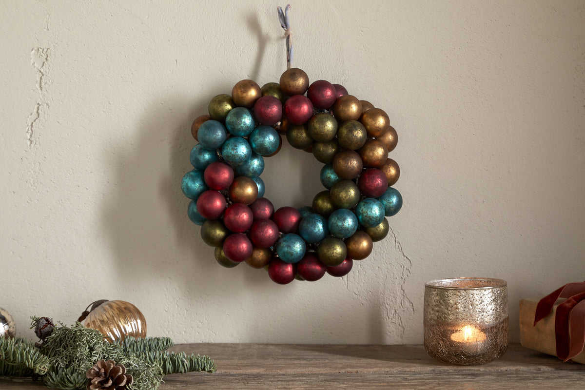 Mini Oko Bauble Wreath - Mixed Matt-CHRISTMAS DECORATIONS-Nkuku