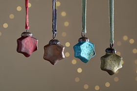 Oko Mini Star Baubles - Mixed Matt - (Set of 12)-CHRISTMAS DECORATIONS-Nkuku