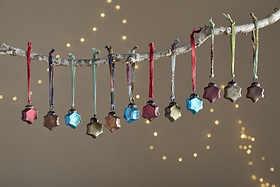 Oko Mini Star Baubles - Mixed Matt - (Set of 12)-CHRISTMAS DECORATIONS-Nkuku