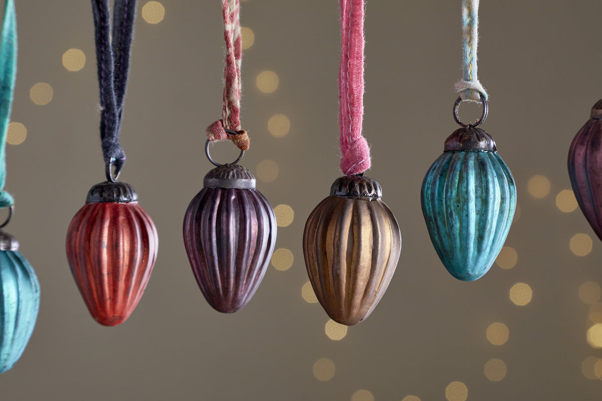 Oko Mini Drop Baubles - Mixed Matt - (Set of 12)-CHRISTMAS DECORATIONS-Nkuku