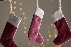 Karru Cotton Velvet Mini Stocking - Red - (Set of 3)-CHRISTMAS DECORATIONS-Nkuku