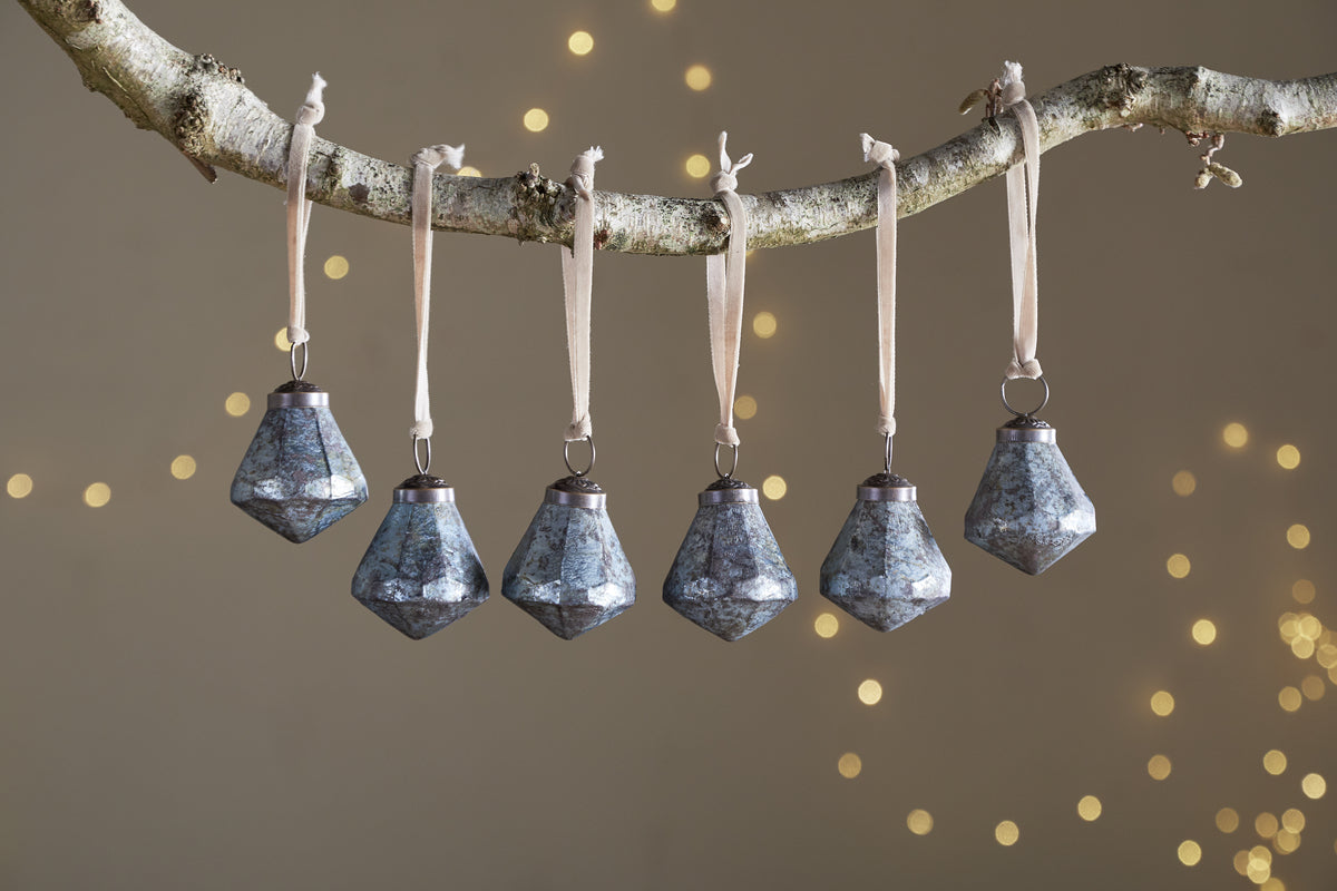 Vikula Baubles - Sea Foam - (Set of 6)-CHRISTMAS DECORATIONS-Nkuku