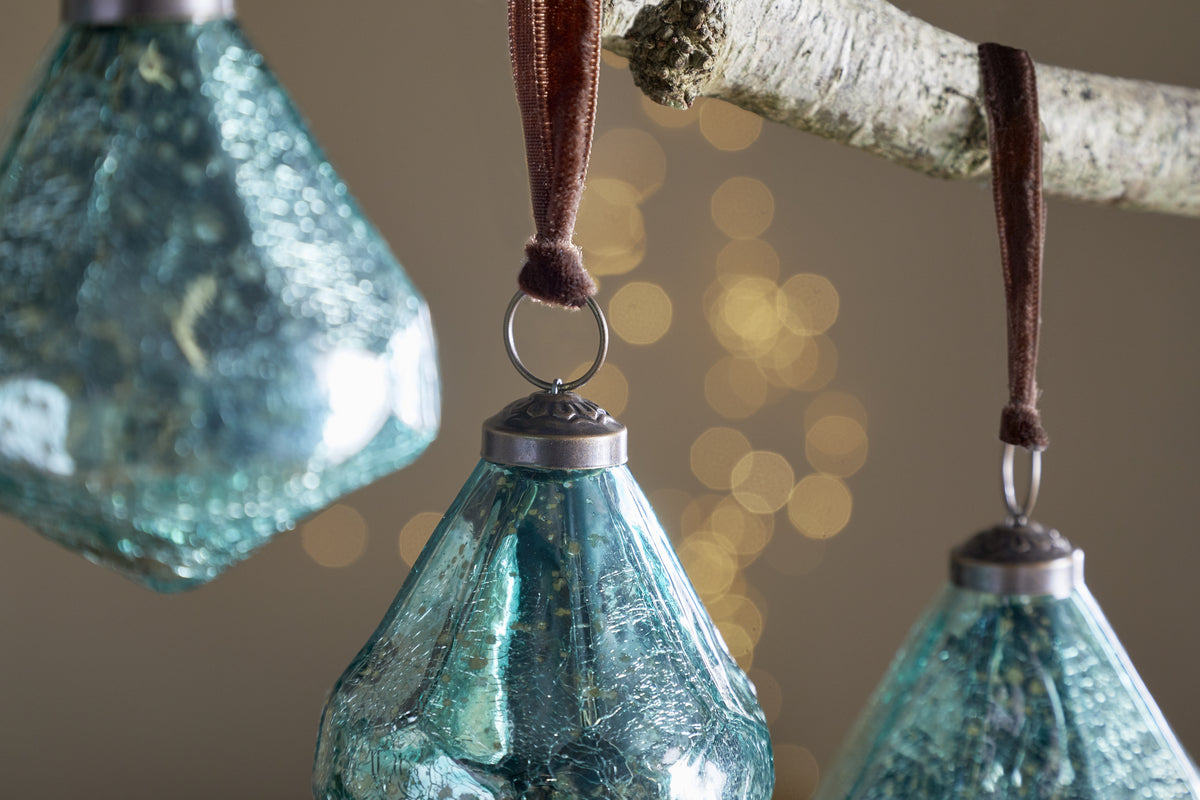 Tamti Baubles - Teal Crackle - (Set of 4)