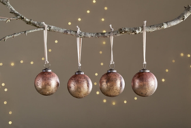 Pasali Baubles - Copper Smoke - (Set of 4)-CHRISTMAS DECORATIONS-Nkuku