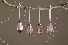 Ratnam Baubles - Mixed Antique Pink - (Set of 4)-CHRISTMAS DECORATIONS-Nkuku