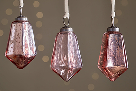 Ratnam Baubles - Mixed Antique Pink - (Set of 4)-CHRISTMAS DECORATIONS-Nkuku