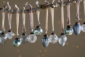 Adisa Bauble Jar - Antique Teal & Clear - (Set of 16)-CHRISTMAS DECORATIONS-Nkuku