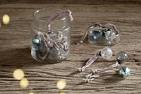Adisa Bauble Jar - Antique Teal & Clear - (Set of 16)-CHRISTMAS DECORATIONS-Nkuku