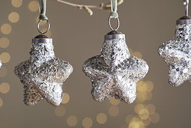 Riyara Bauble - Silver Sparkle - (Set of 4)-CHRISTMAS DECORATIONS-Nkuku