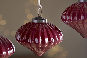 Nagala Baubles - Merlot - (Set of 4)-CHRISTMAS DECORATIONS-Nkuku