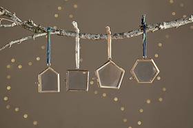 Tiny Kiko Frame Decorations - Aged Antique - (Set of 4)-CHRISTMAS DECORATIONS-Nkuku