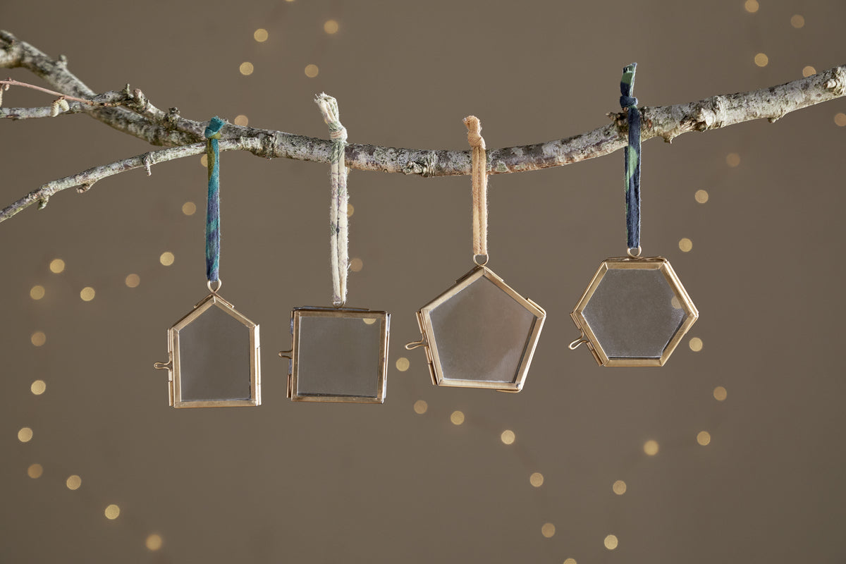 Tiny Kiko Frame Decorations - Aged Antique - (Set of 4)-CHRISTMAS DECORATIONS-Nkuku
