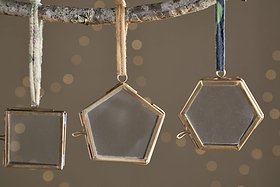 Tiny Kiko Frame Decorations - Aged Antique - (Set of 4)-CHRISTMAS DECORATIONS-Nkuku
