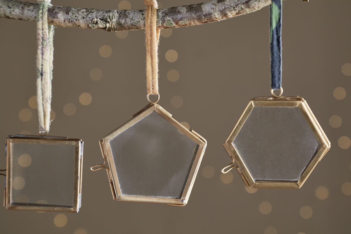 Tiny Kiko Frame Decorations - Aged Antique - (Set of 4)-CHRISTMAS DECORATIONS-Nkuku
