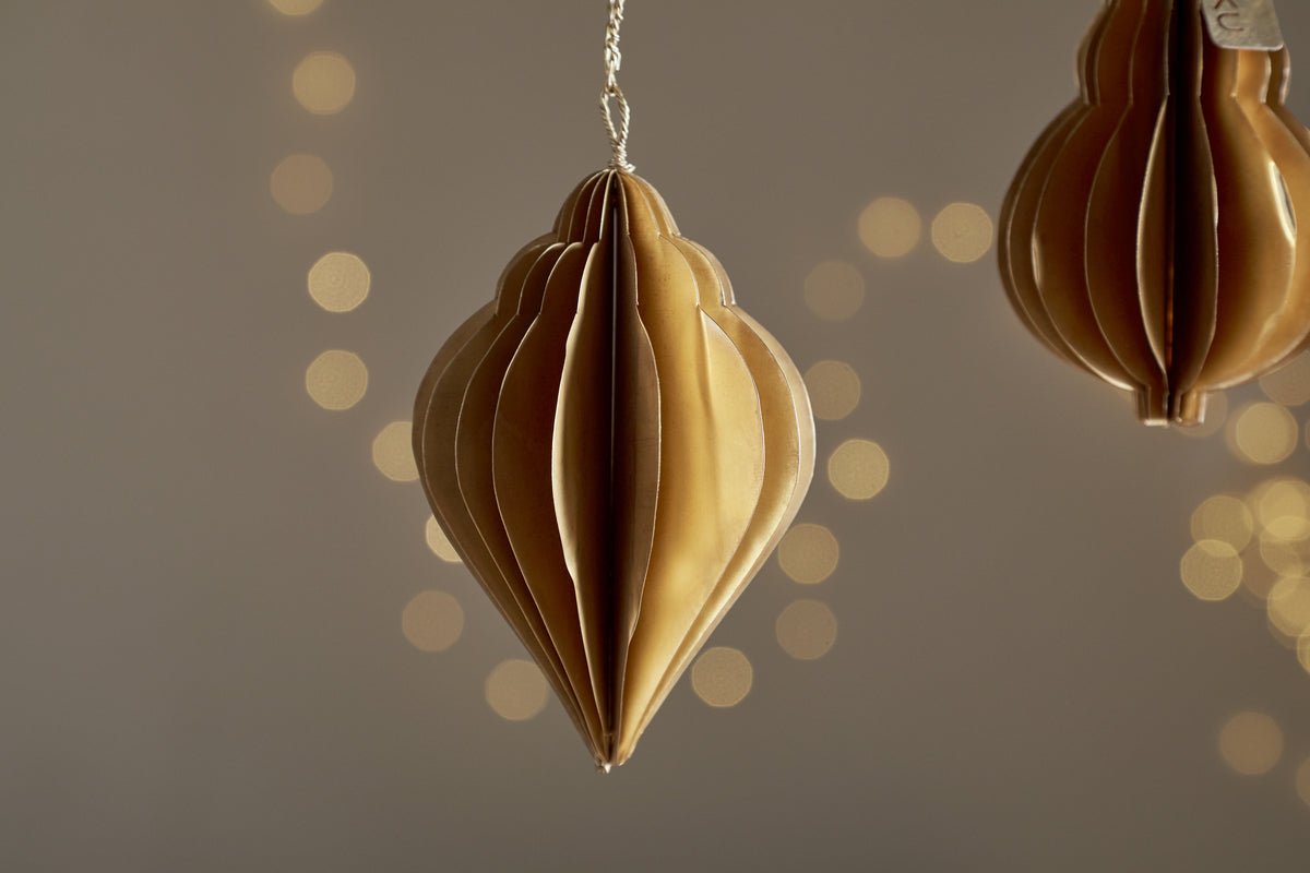 Amata Baubles - Antique Brass - (Set of 3)-CHRISTMAS DECORATIONS-Nkuku