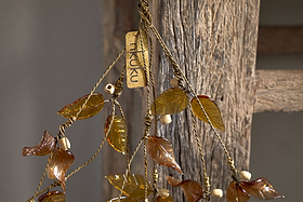 Parili Glass Leaf Swag - Ochre-CHRISTMAS DECORATIONS-Nkuku