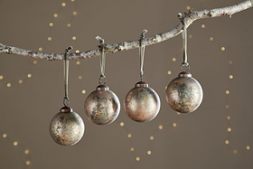 Mavu Baubles - Rustic Bronze & Green - (Set of 4)-CHRISTMAS DECORATIONS-Nkuku