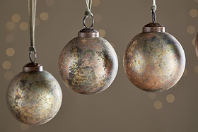 Mavu Baubles - Rustic Bronze & Green - (Set of 4)-CHRISTMAS DECORATIONS-Nkuku