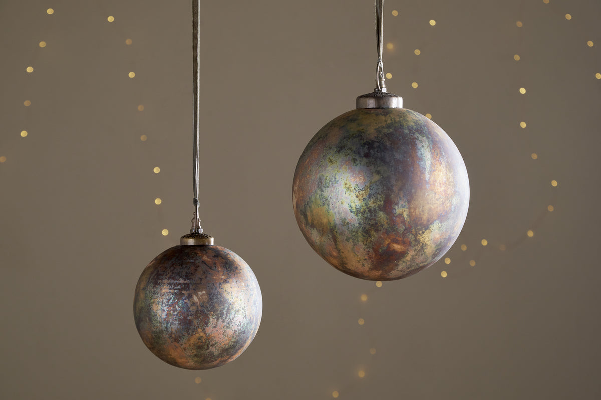 Mavu Giant Bauble - Rustic Bronze & Petrol-CHRISTMAS DECORATIONS-Nkuku