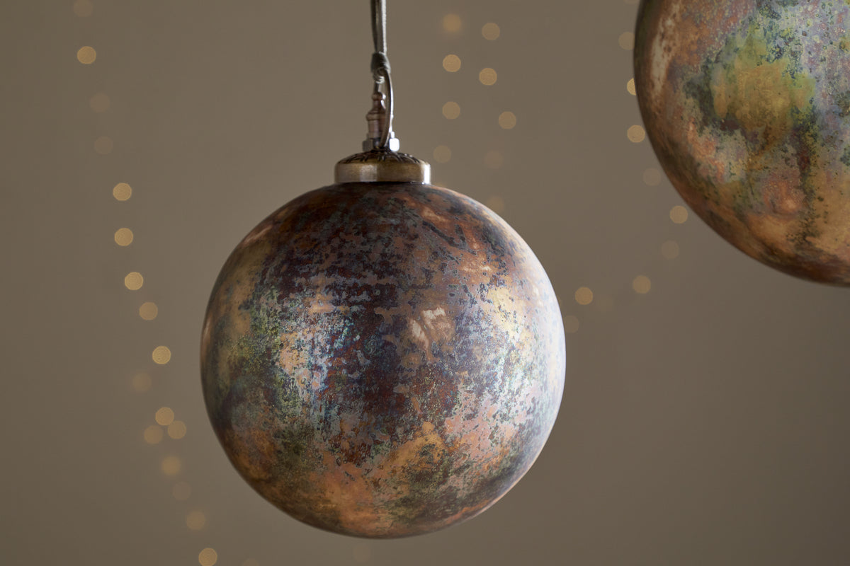 Mavu Giant Bauble - Rustic Bronze & Petrol-CHRISTMAS DECORATIONS-Nkuku