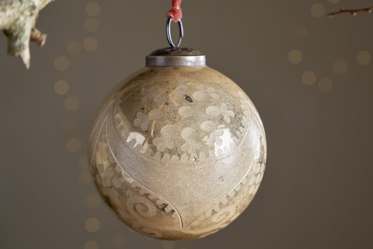 Kecci Baubles - Antique Champagne - (Set of 3)-CHRISTMAS DECORATIONS-Nkuku