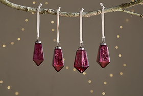 Ratnam Baubles - Mixed Merlot - (Set of 4)-CHRISTMAS DECORATIONS-Nkuku