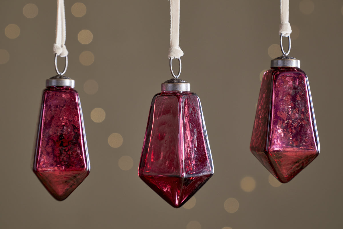 Ratnam Baubles - Mixed Merlot - (Set of 4)-CHRISTMAS DECORATIONS-Nkuku
