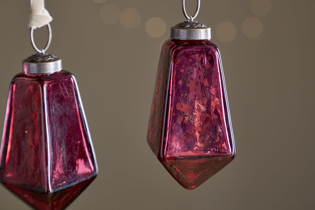 Ratnam Baubles - Mixed Merlot - (Set of 4)-CHRISTMAS DECORATIONS-Nkuku