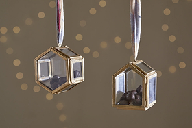 Tiny Kiko Box Decorations - Antique Brass - (Set of 2)-CHRISTMAS DECORATIONS-Nkuku