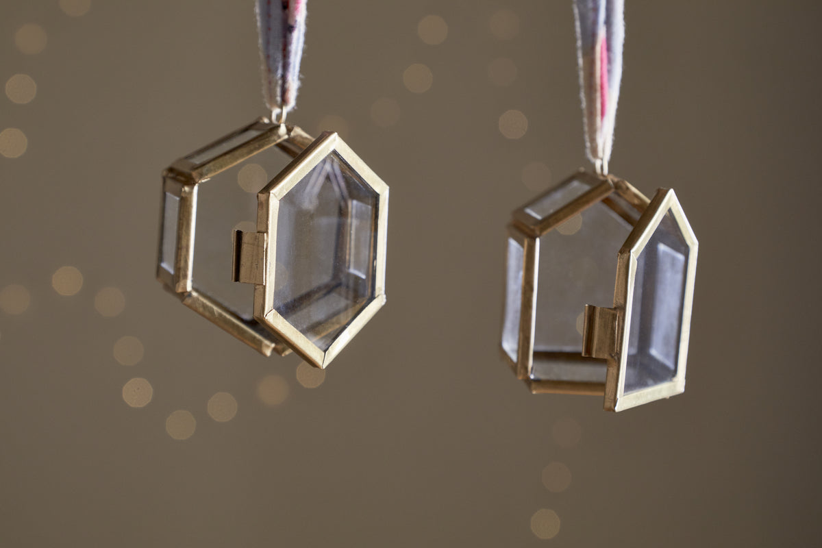 Tiny Kiko Box Decorations - Antique Brass - (Set of 2)-CHRISTMAS DECORATIONS-Nkuku