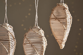 Sempala Wicker Baubles - Natural - (Set of 3)-CHRISTMAS DECORATIONS-Nkuku