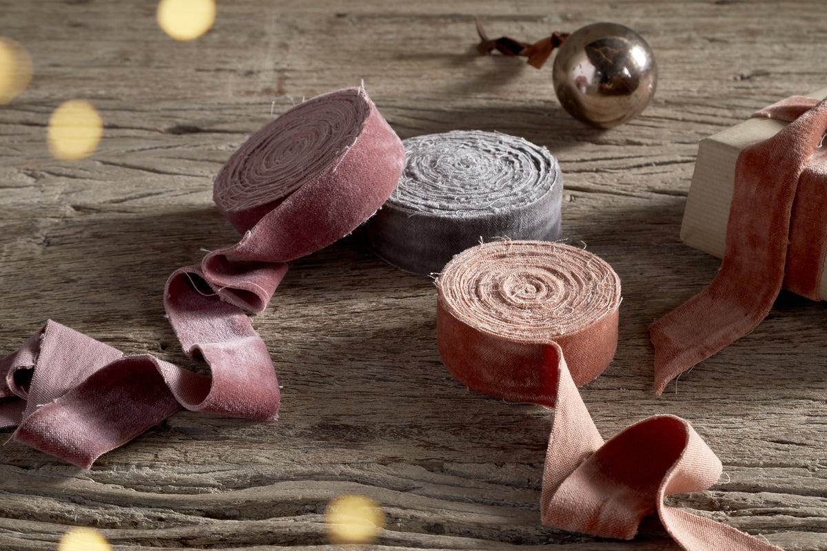 Jirani Velvet Ribbons - Mixed Colour - (Set of 3)-CHRISTMAS DECORATIONS-Nkuku