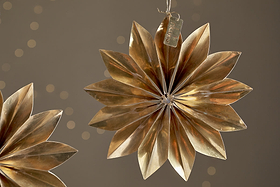 Amata Brass Star Baubles - Antique Brass - (Set of 2)-CHRISTMAS DECORATIONS-Nkuku