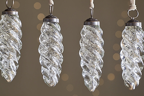 Athardi Drop Bauble - Antique Silver - (Set of 4)-CHRISTMAS DECORATIONS-Nkuku