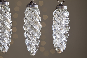 Athardi Drop Bauble - Antique Silver - (Set of 4)-CHRISTMAS DECORATIONS-Nkuku