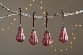 Pannee Drop Baubles - Merlot - (Set of 4)-CHRISTMAS DECORATIONS-Nkuku